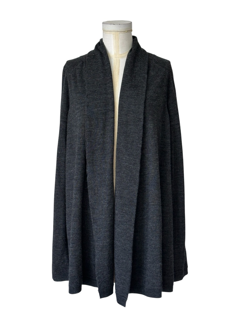 Gap Women's Ultrasoft Wool Open Front Longline Cardigan Gray Shawl Collar Large